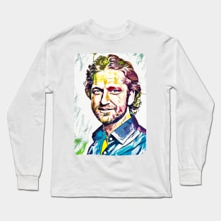 A Tribute to Gerard Butler the Legend Digital Fan Art Movie Celebrity Abstract Portrait Long Sleeve T-Shirt